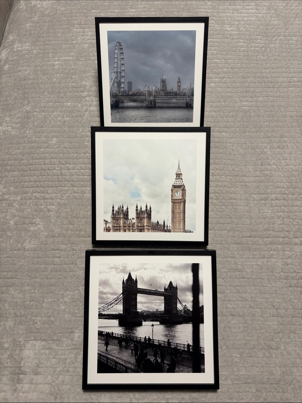 Set of 3 Framed London Landmark Prints - Black Frames
